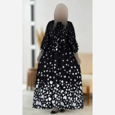 پیراهن زنانه بوگاتی طرح سوگل رنگ مشکی و سرمه ای فری سایز