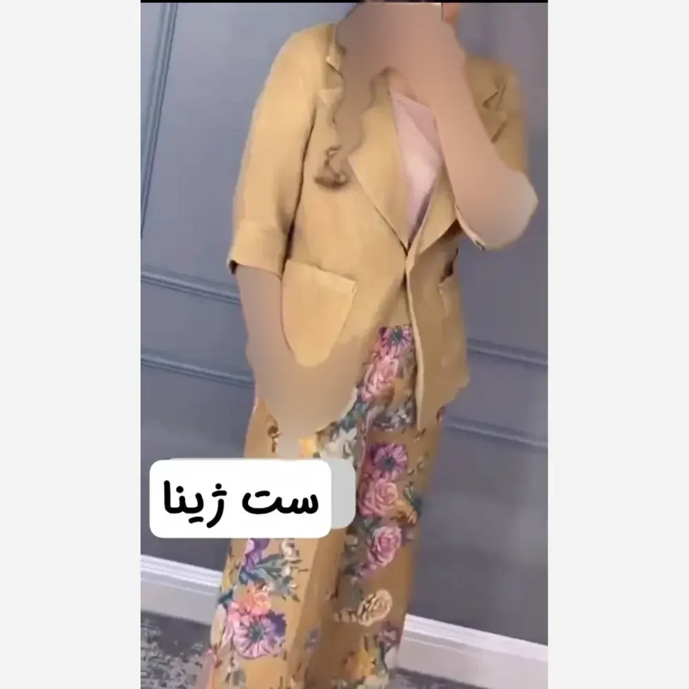 کت و شلوار لینن ژینا نسکافه ای و مشکی سایز یک و دو