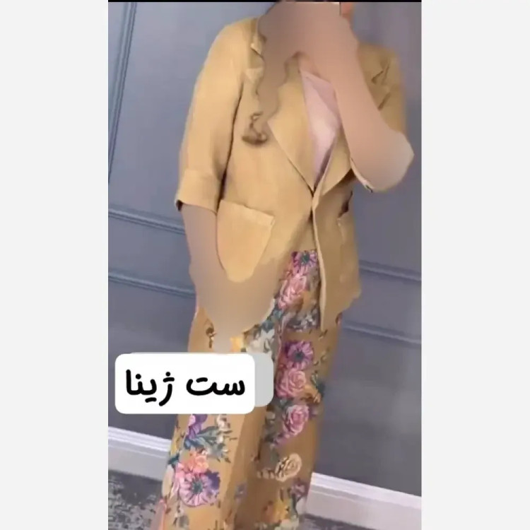 کت و شلوار لینن ژینا نسکافه ای و مشکی سایز یک و دو