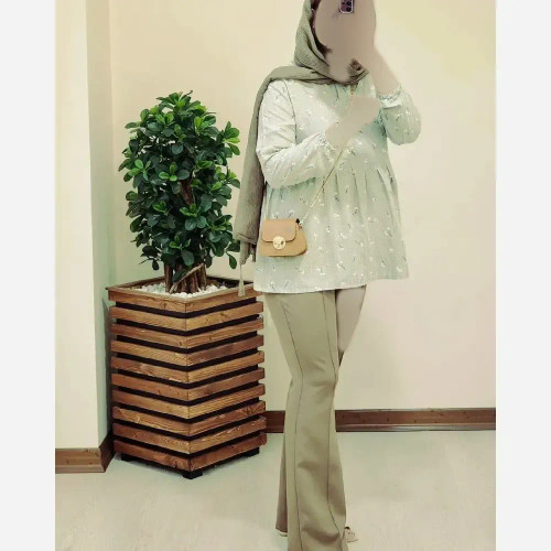 شومیز تک زنانه جنس کراش رنگ نسکافه ای و سبز سایز یک