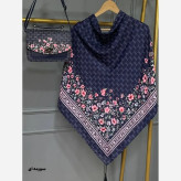 ست کیف و روسری مخمل و چرم صنعتی نخی منگوله دار قواره 130