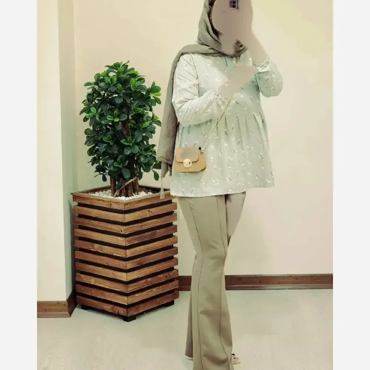 شومیز تک زنانه جنس کراش رنگ نسکافه ای و سبز سایز یک