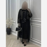 ست سه تیکه کت کرپ مازراتی و دامن تور مشکی سایز فری 38 تا 46