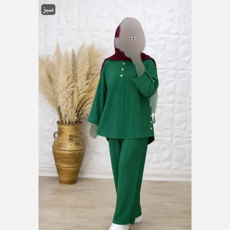 ست شومیز و شلوار نیم بگ زنانه مدل ساناز جنس سوپرایوا درجه یک