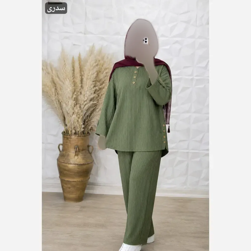 ست شومیز و شلوار نیم بگ زنانه مدل ساناز جنس سوپرایوا درجه یک