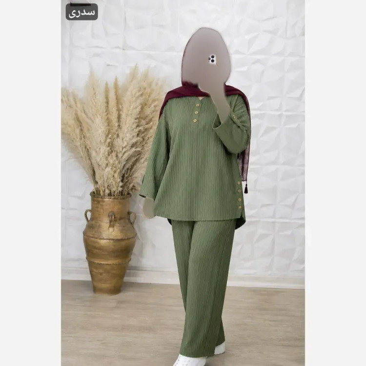 ست شومیز و شلوار نیم بگ زنانه مدل ساناز جنس سوپرایوا درجه یک
