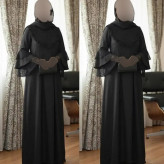 عبا زنانه مدل یاس جنس بابوس و تور دانتل رنگ مشکی فری سایز 38 تا 48