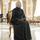 عبا زنانه مدل یاس جنس بابوس و تور دانتل رنگ مشکی فری سایز 38 تا 48
