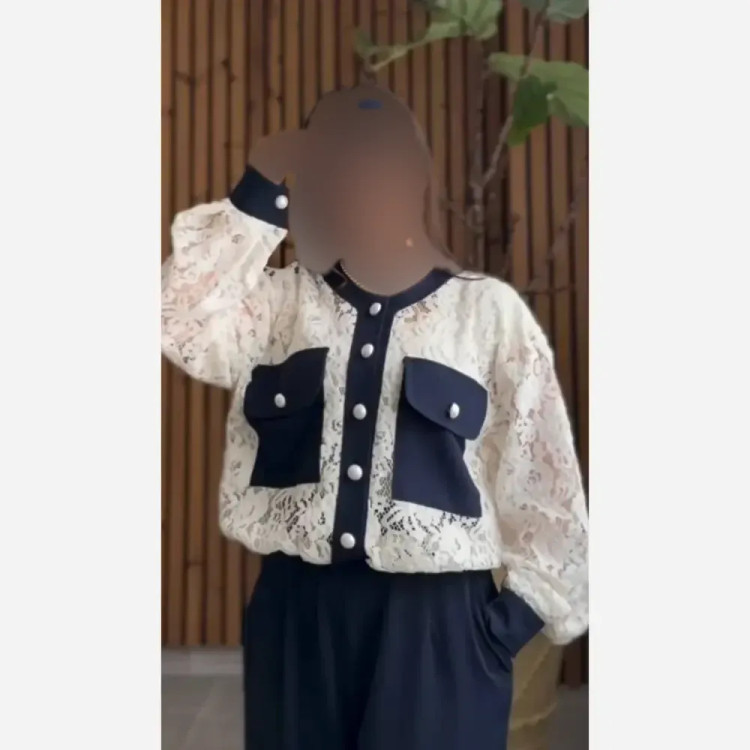 ست شومیز و شلوار زنانه سوپر مازراتی و گیپور وارداتی سایز 38 تا 46