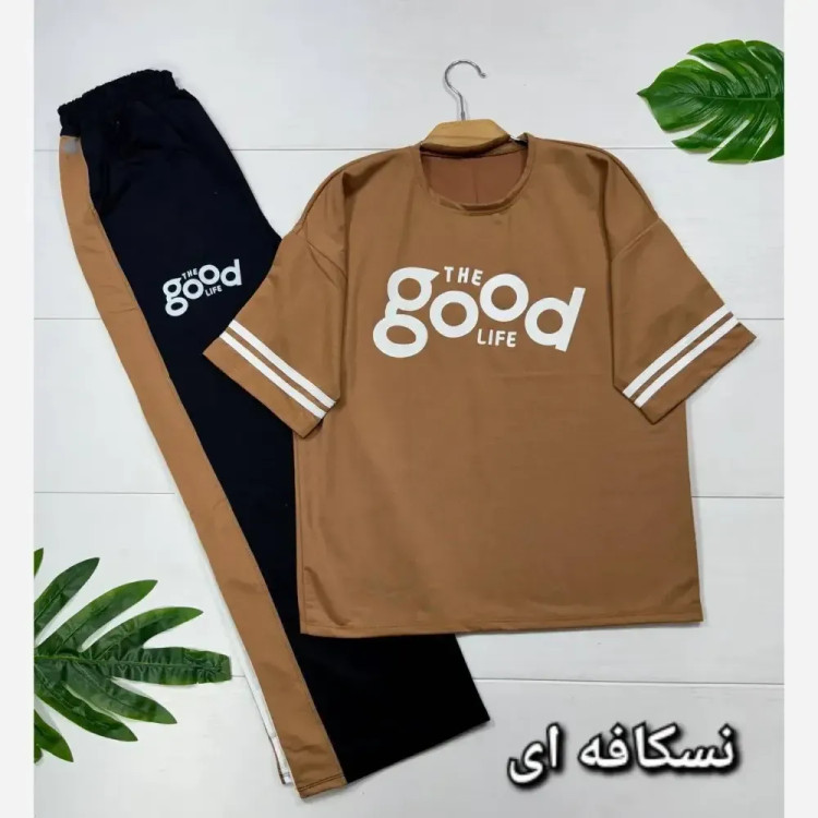 ست لباس راحتی زنانه پنبه گلکسی مدل good سایز فری 38 تا 46