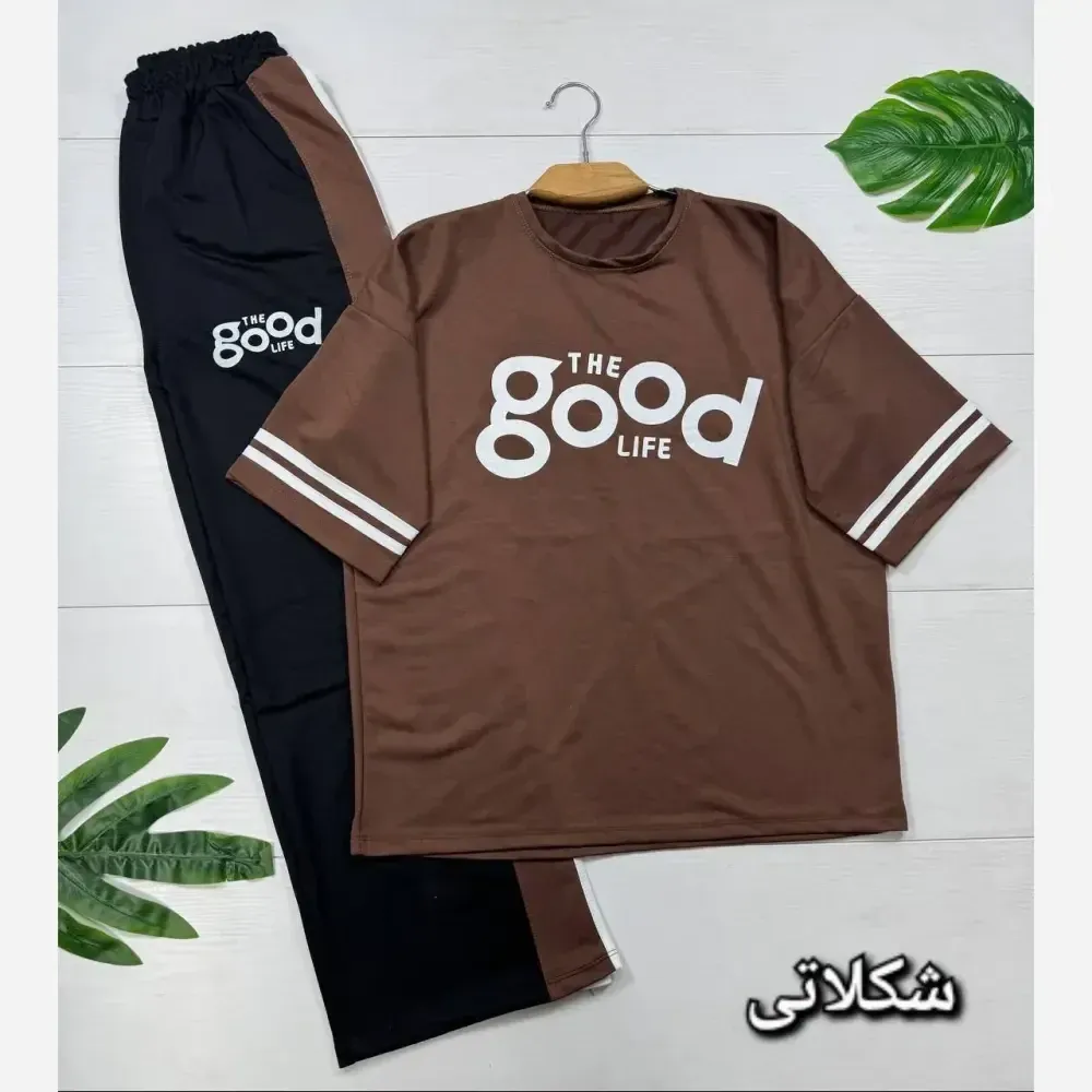 ست لباس راحتی زنانه پنبه گلکسی مدل good سایز فری 38 تا 46
