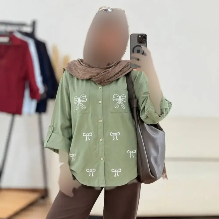 شومیز مانتویی گلدوزی شده کرسپو بارانا جیب دار قد 80