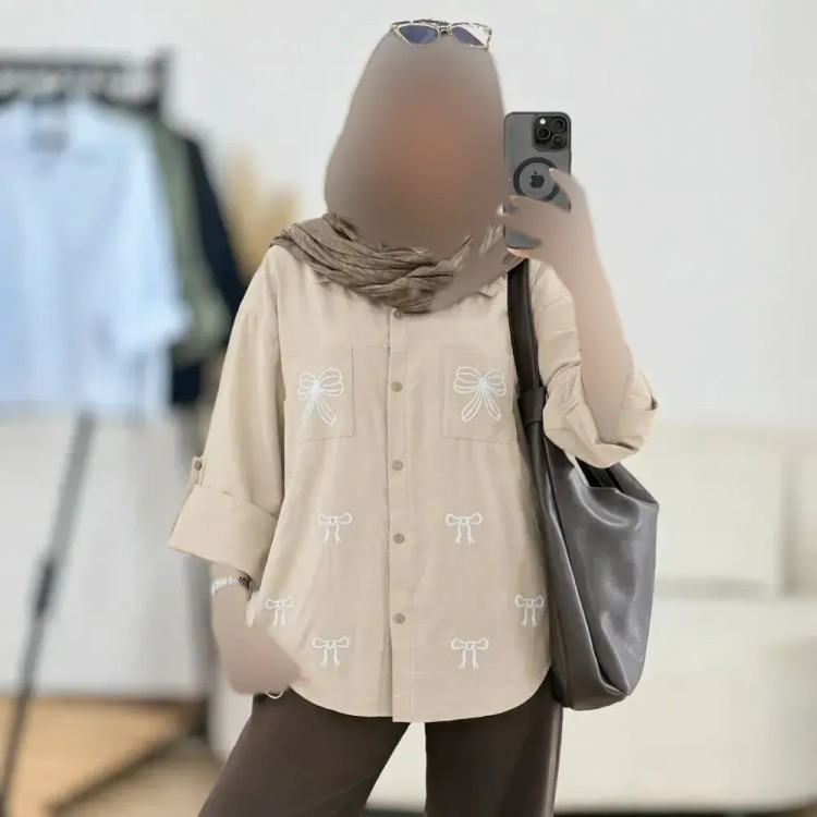 شومیز مانتویی گلدوزی شده کرسپو بارانا جیب دار قد 80