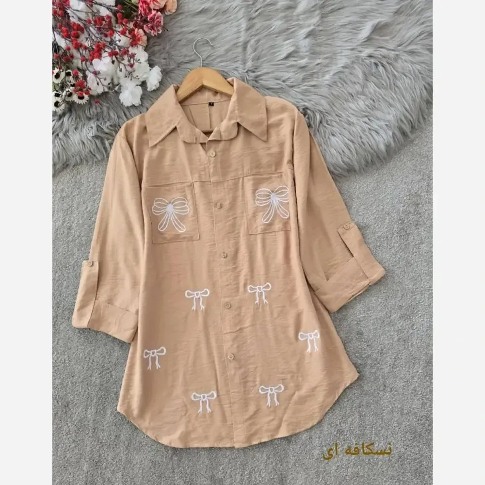 شومیز مانتویی گلدوزی شده کرسپو بارانا جیب دار قد 80