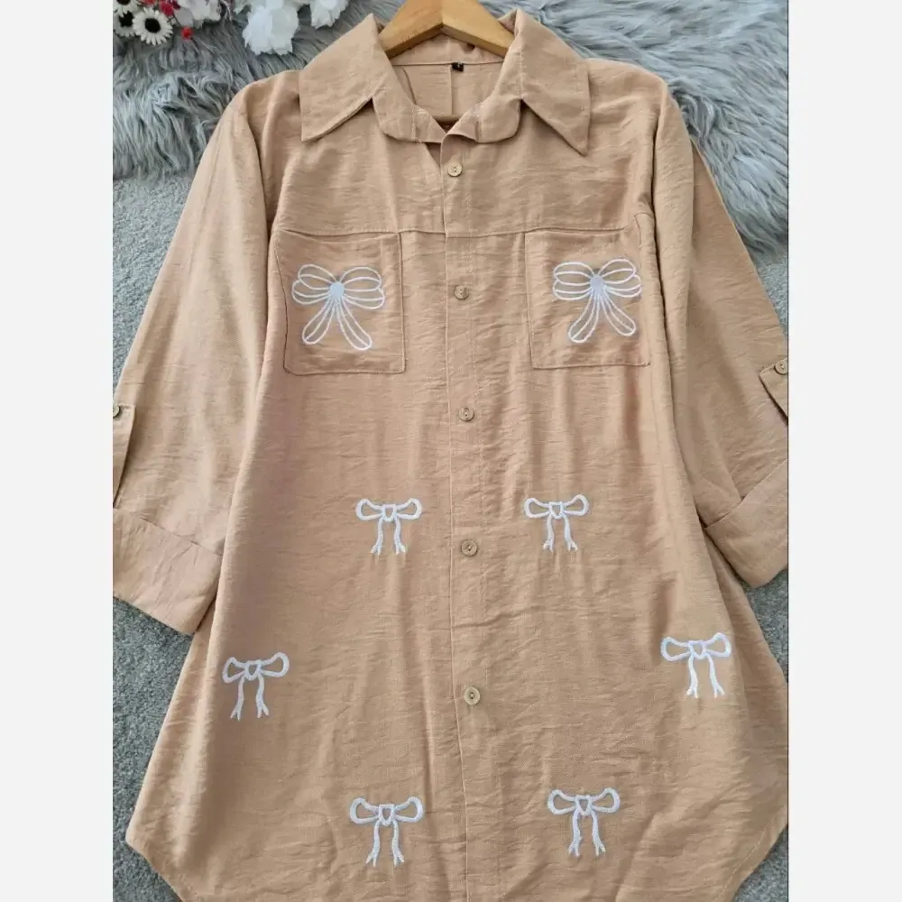 شومیز مانتویی گلدوزی شده کرسپو بارانا جیب دار قد 80