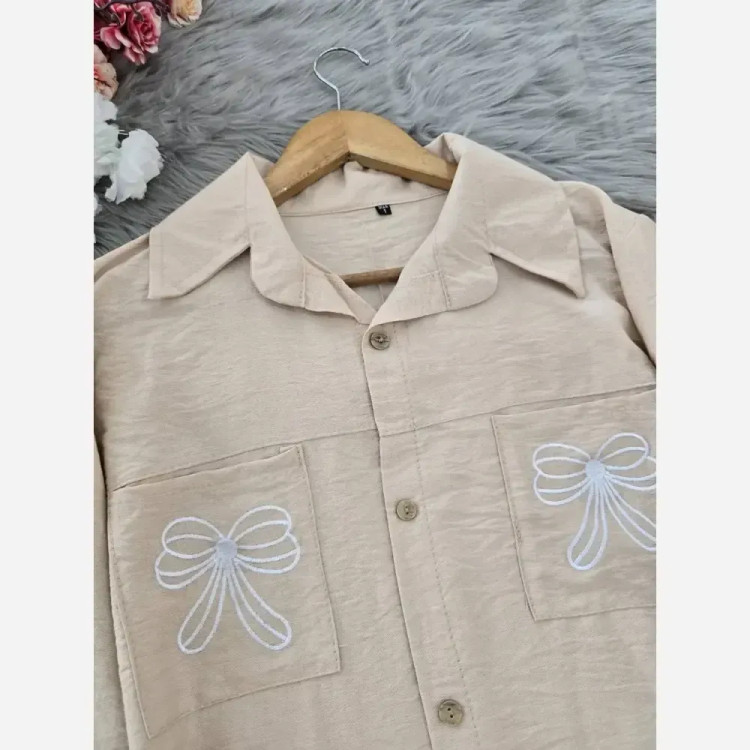 شومیز مانتویی گلدوزی شده کرسپو بارانا جیب دار قد 80