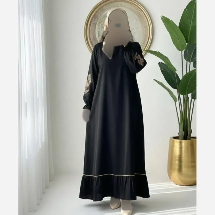 عبا زنانه مشکی ترند چیندار مدل الیزه فری سایز