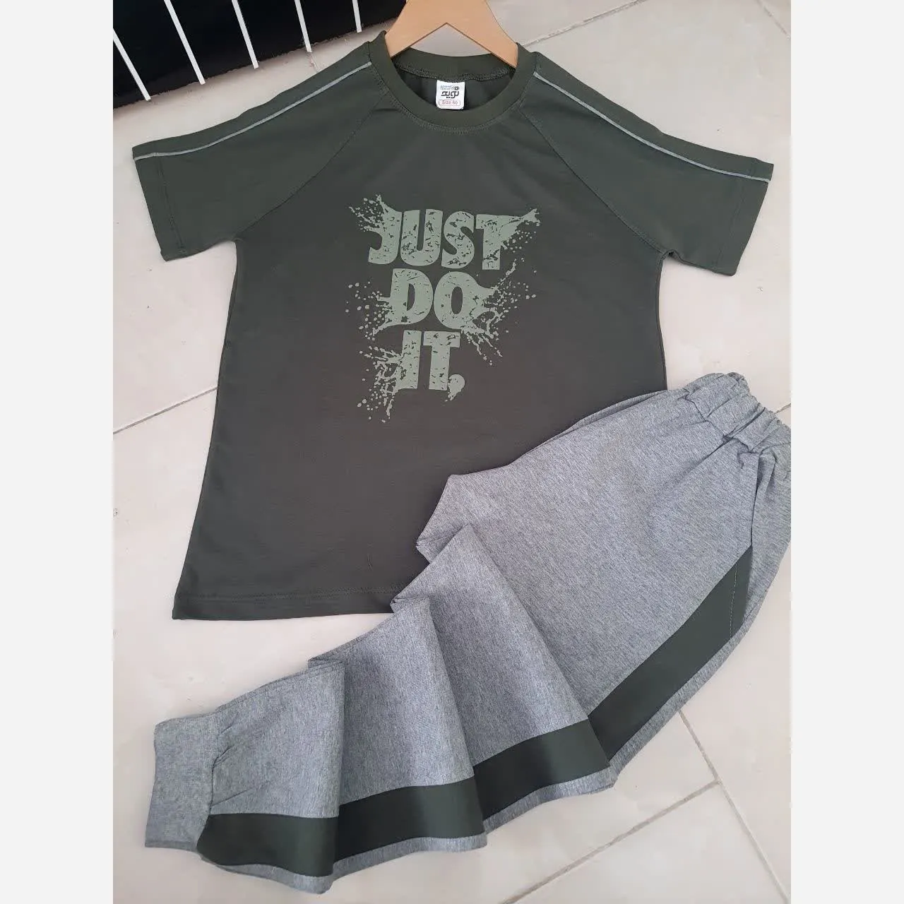 تیشرت و شلوار پسرانه JUST DO IT سبز سایز 55 تا 70 پنبهای