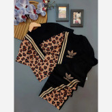 ست کراپ شلوار دخترانه طرح پلنگی آستین کوتاه پنبه بوگاتی سایز 45 تا 60