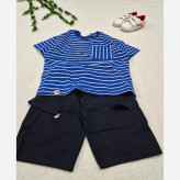 ست تیشرت و شلوارک پسرانه اسپرت کارگو کتان پنبه سایز 50 تا 60