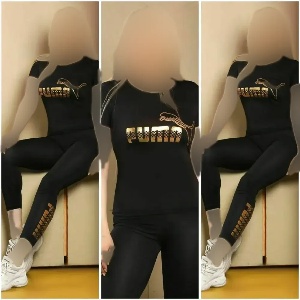 ست ورزشی زنانه مشکی فلامنت کشی مناسب باشگاه و منزل سایز فری