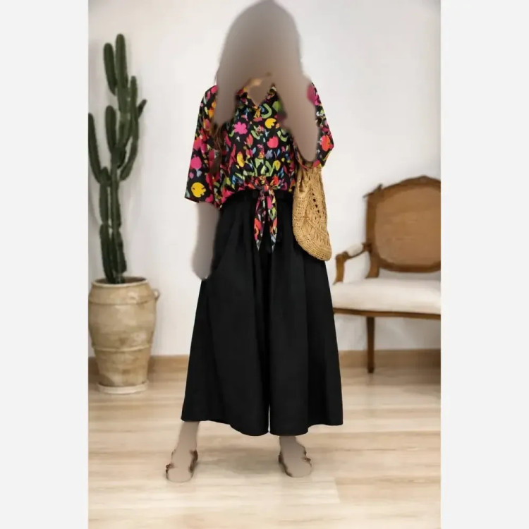 شومیز گره ای کرپ کش رنگینک فری سایز 36 تا 46