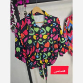 شومیز گره ای کرپ کش رنگینک فری سایز 36 تا 46
