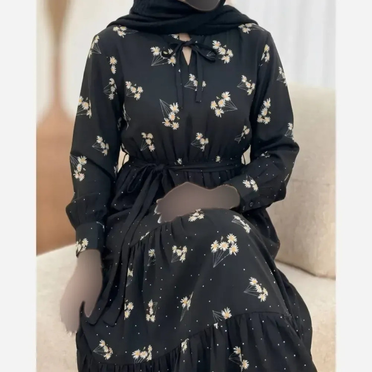 پیراهن زنانه باراکا جنس بوگاتی رنگ مشکی سایز فری 38 تا 46