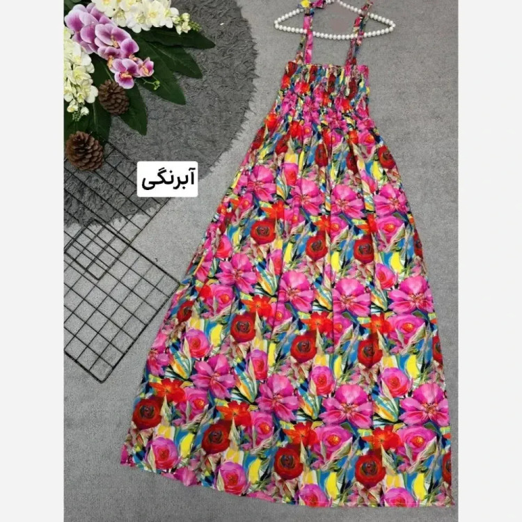 پیراهن زنانه نخی کش دوزی شده مدل اطلس فری سایز