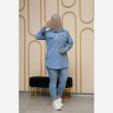مانتو بغل دکمه طرح جین نیل درجه یک فری سایز