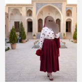 سه تیکه قلبی شومیز بوگاتی و دامن پوبلین کتان فری سایز