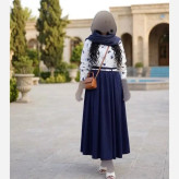 سه تیکه قلبی شومیز بوگاتی و دامن پوبلین کتان فری سایز