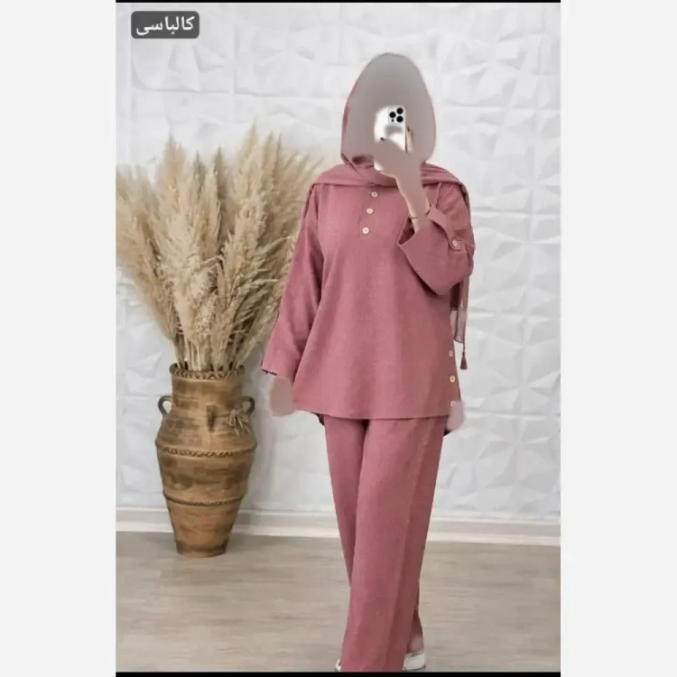 ست شومیز و شلوار بگ زنانه پارچه صوفیا شانتون درجه یک فری سایز