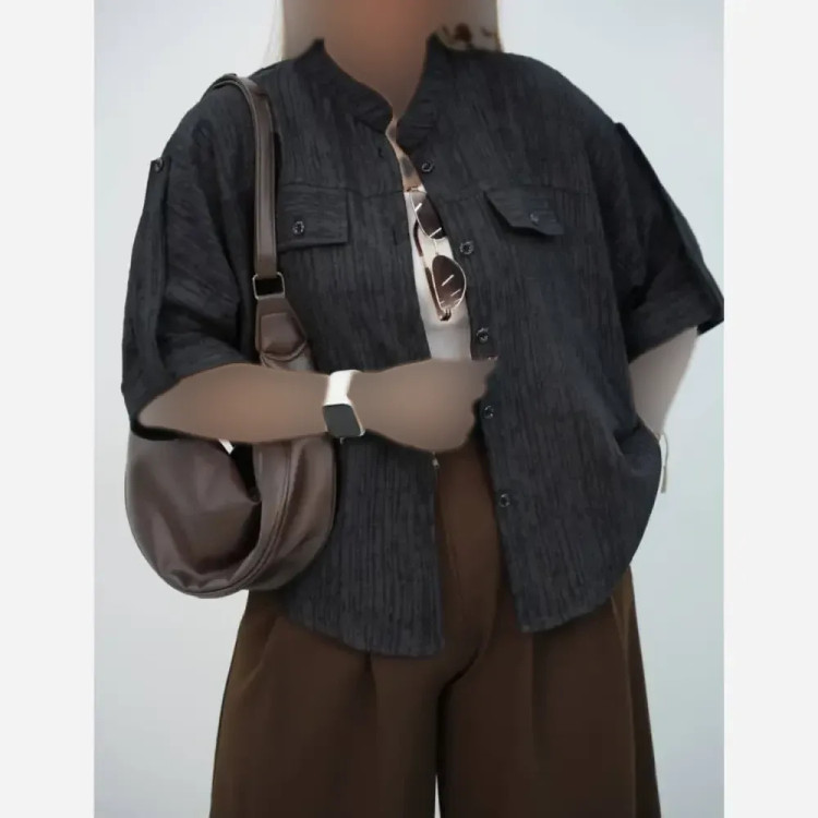 شومیز پرند جنس شانل طرح گازوییلی فری سایز 38 تا 48