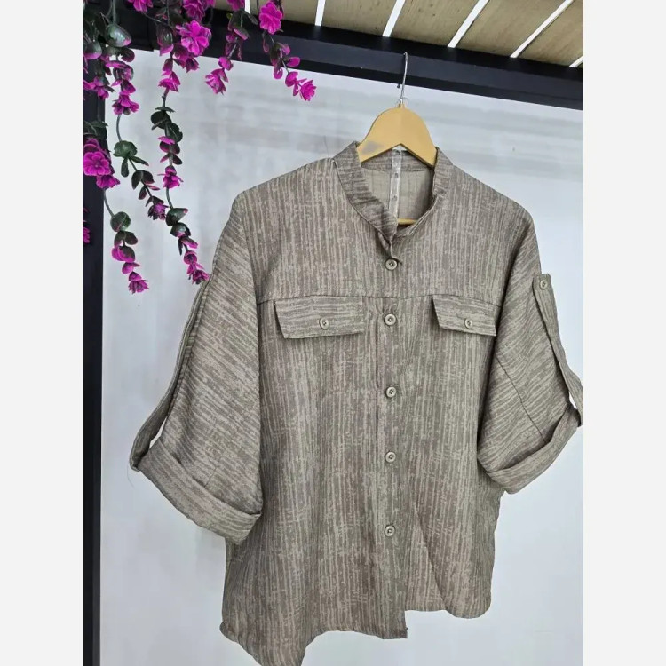 شومیز پرند جنس شانل طرح گازوییلی فری سایز 38 تا 48