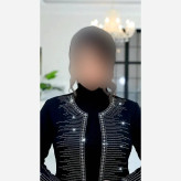 ماکسی مجلسی مخمل آینه ای کره ای نگین دار چاکدار مدل الماس سایز بزرگ
