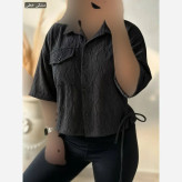 شومیز باکسی لینن نخی خرجکار برجسته فری سایز هانا