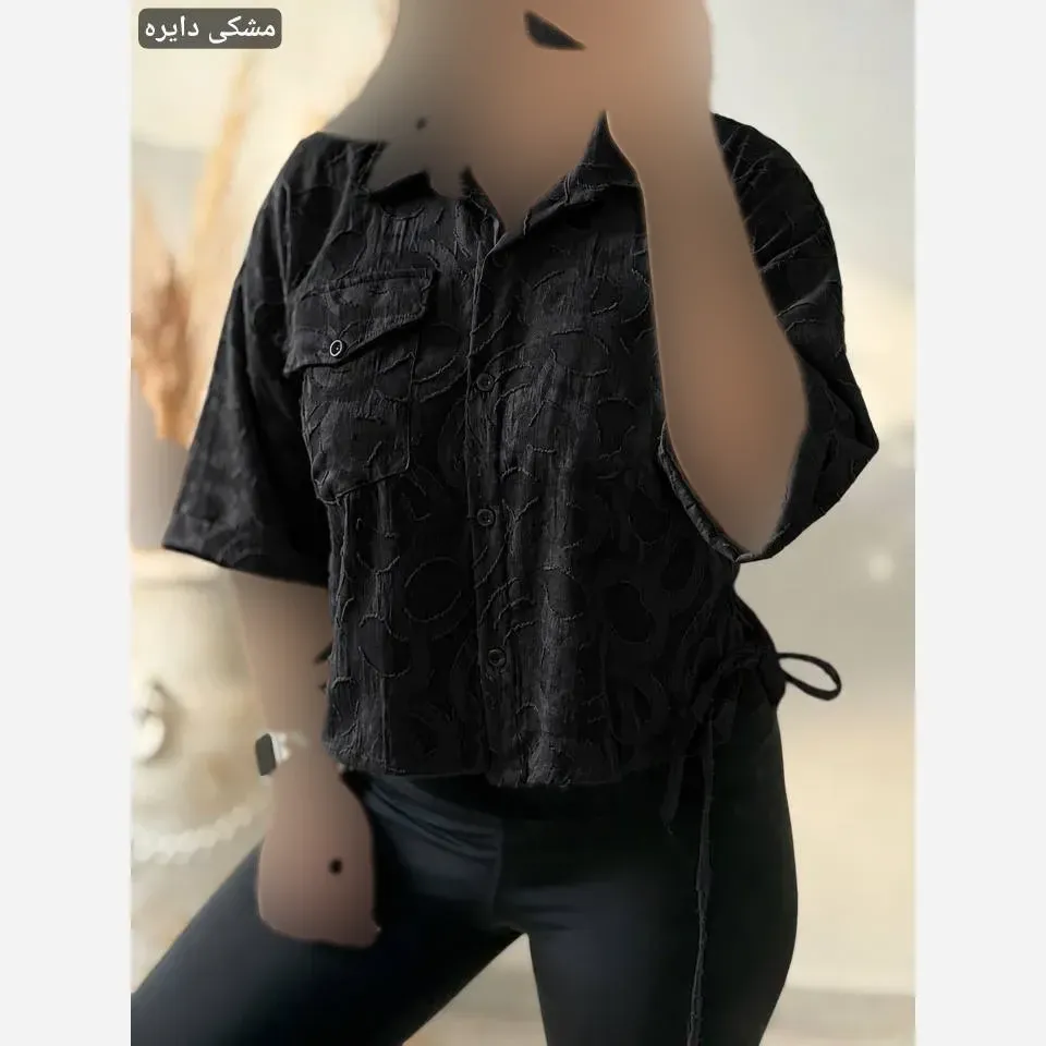 شومیز باکسی لینن نخی خرجکار برجسته فری سایز هانا