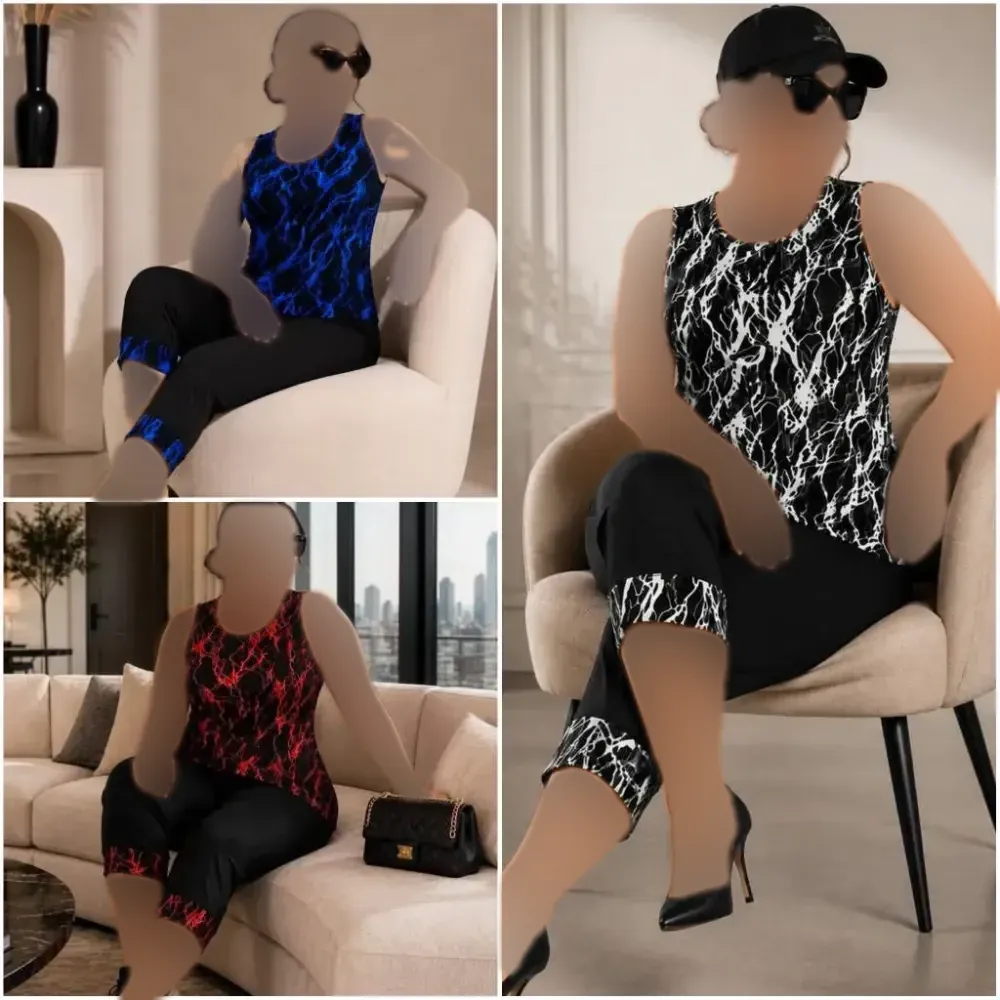 تاپ و شلوارک زنانه ویسکوز الیزه کش سایز بزرگ فری سایز 38 تا 48