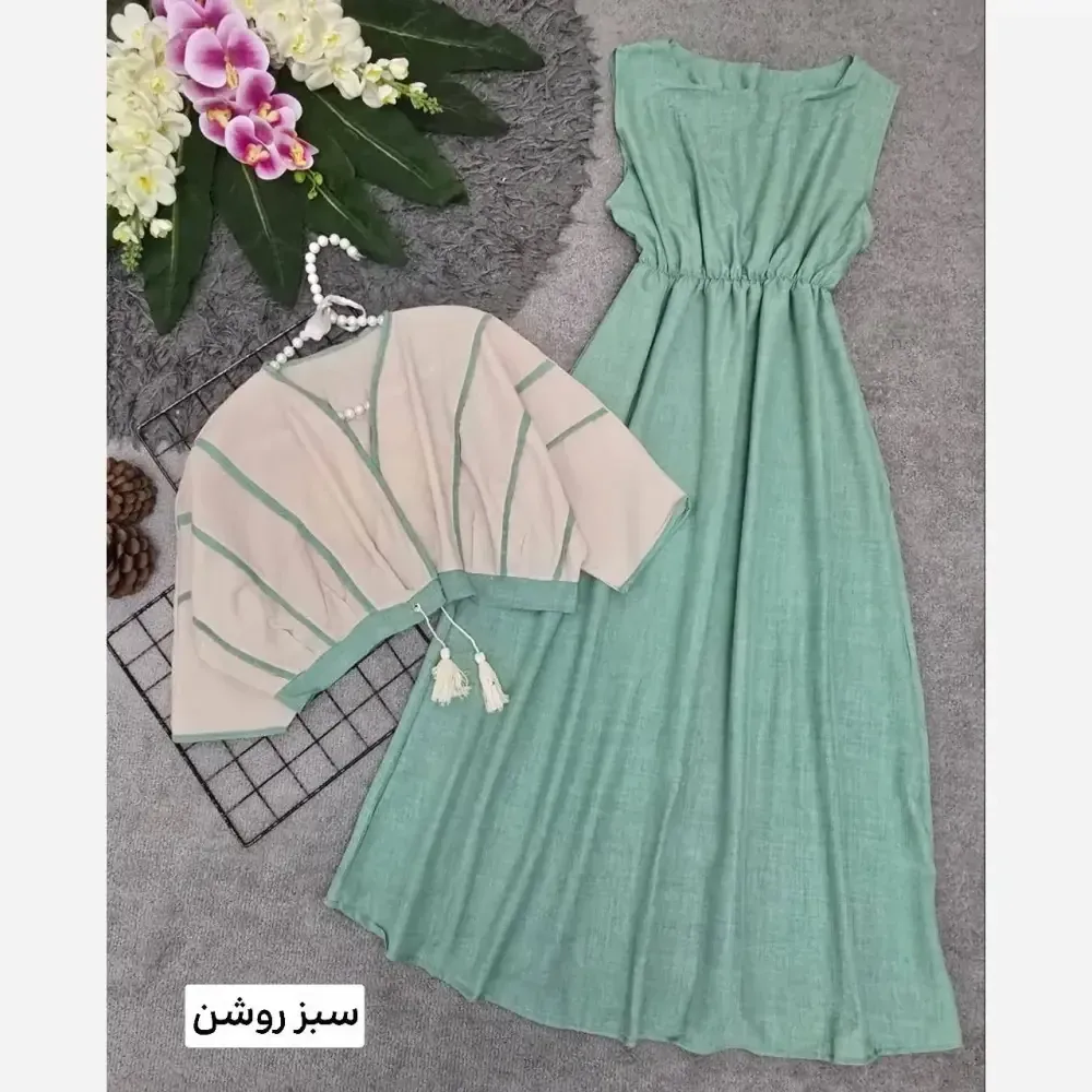 ست سارافون شانتون و کراپ لنین نرگس فری سایز