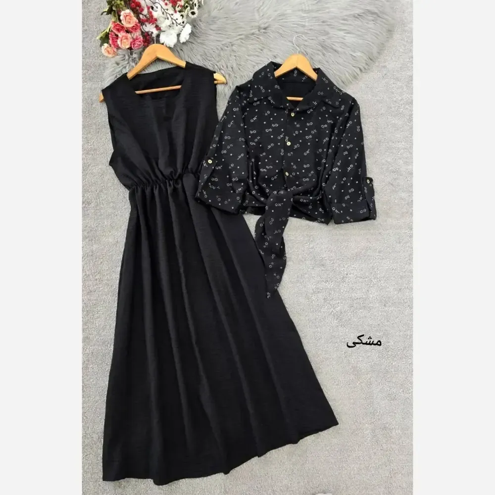 ست شومیز گره ای و سارافون نازنین فری سایز