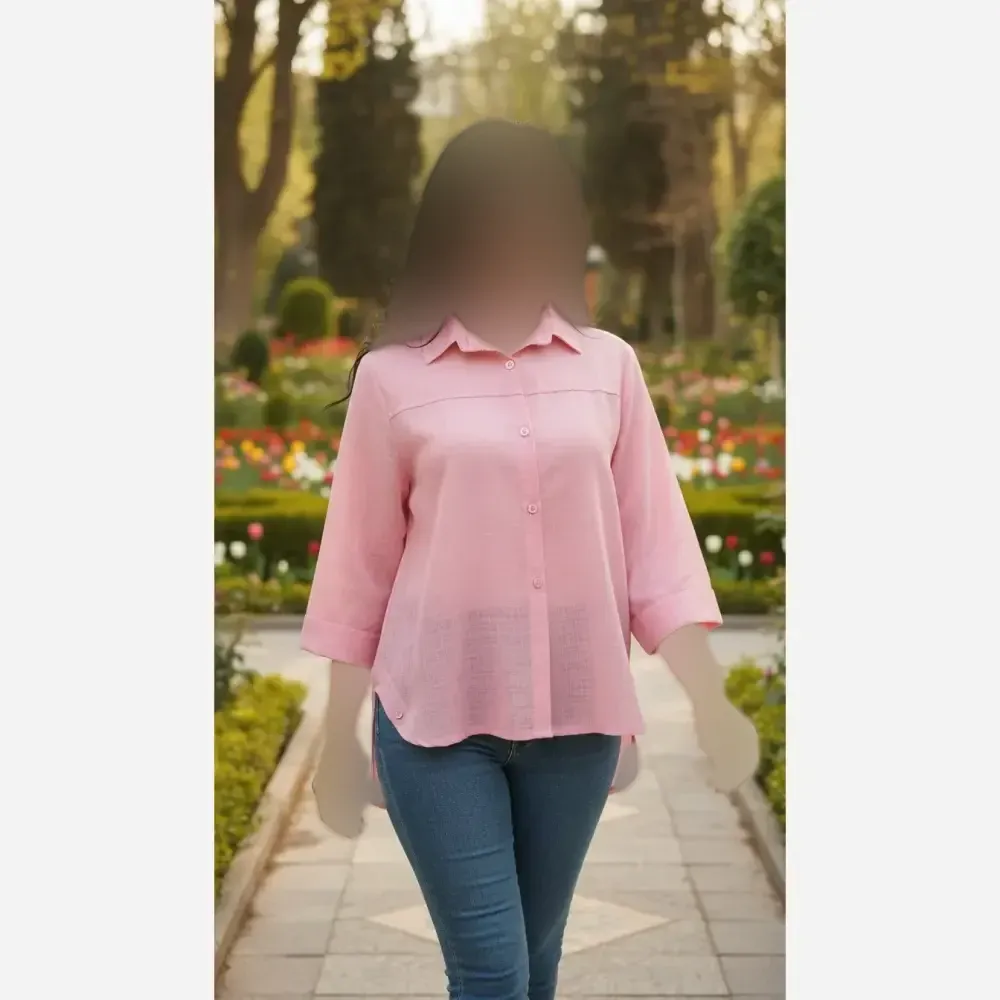 شومیز بغل دکمه زنانه جنس شیشه ای درجه یک فری سایز