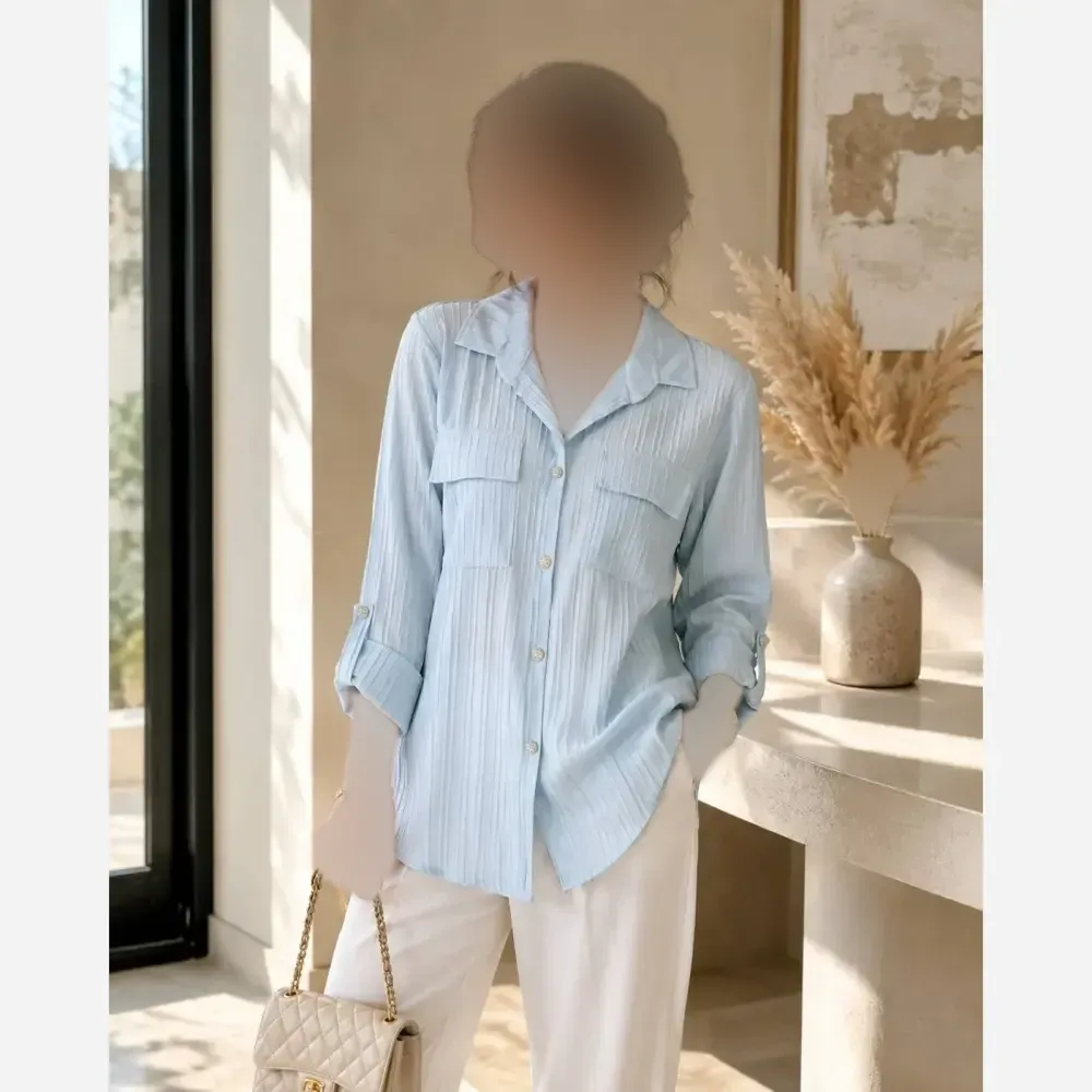 شومیز زنانه آیوا پلاس وارداتی رنگ نسکافه ای تیره فری سایز