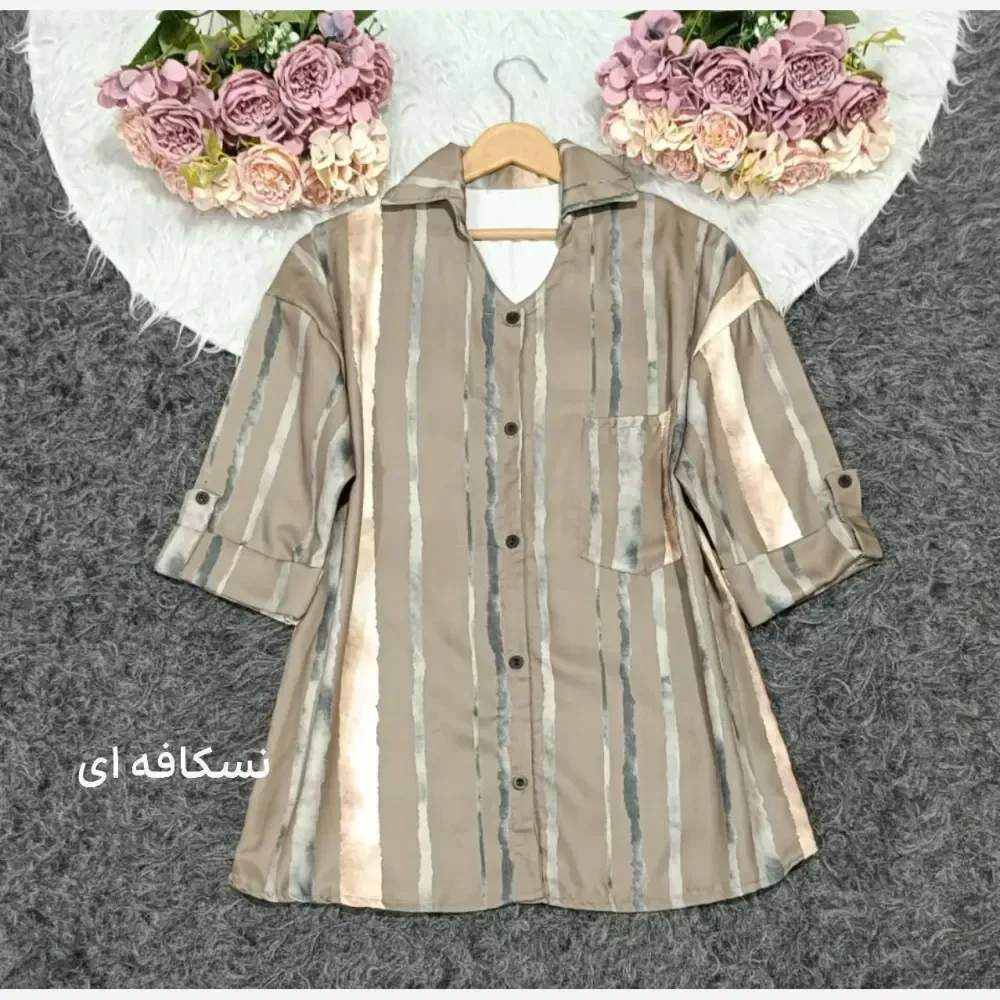 مانتو نسیم بوگاتی درجه یک رنگ نسکافه ای فری سایز