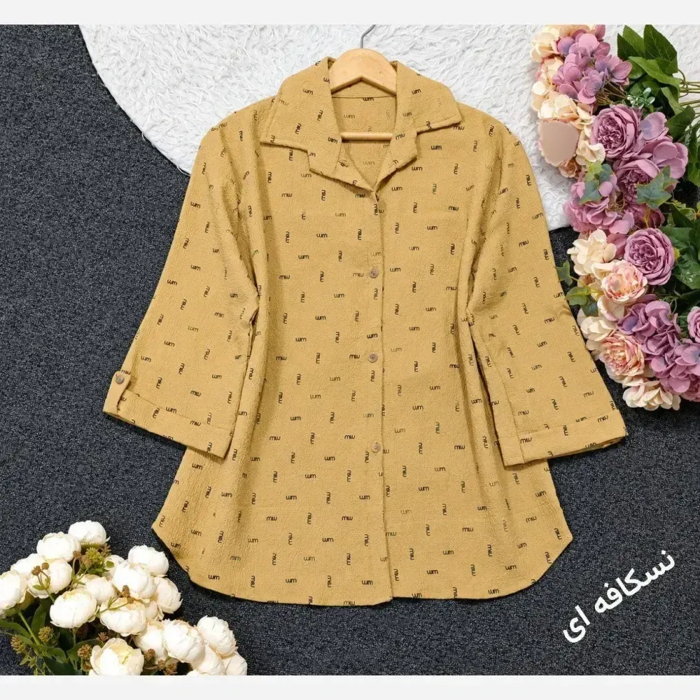 شومیز مانتویی ینزی پفکی درجه یک نسکافه ای و استخونی فری سایز