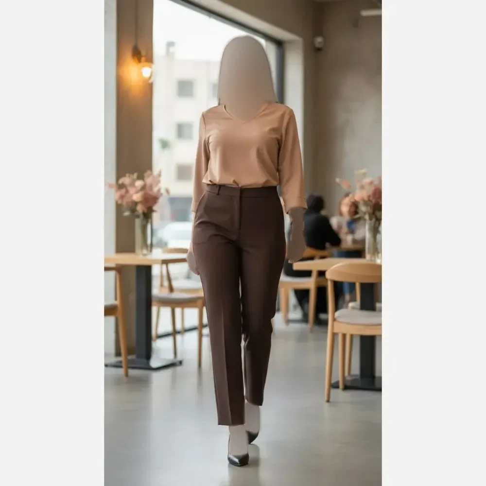 شلوار راسته اداری دمپا چاک مازراتی درجه یک سورمه ای و قهوه ای سایز 40