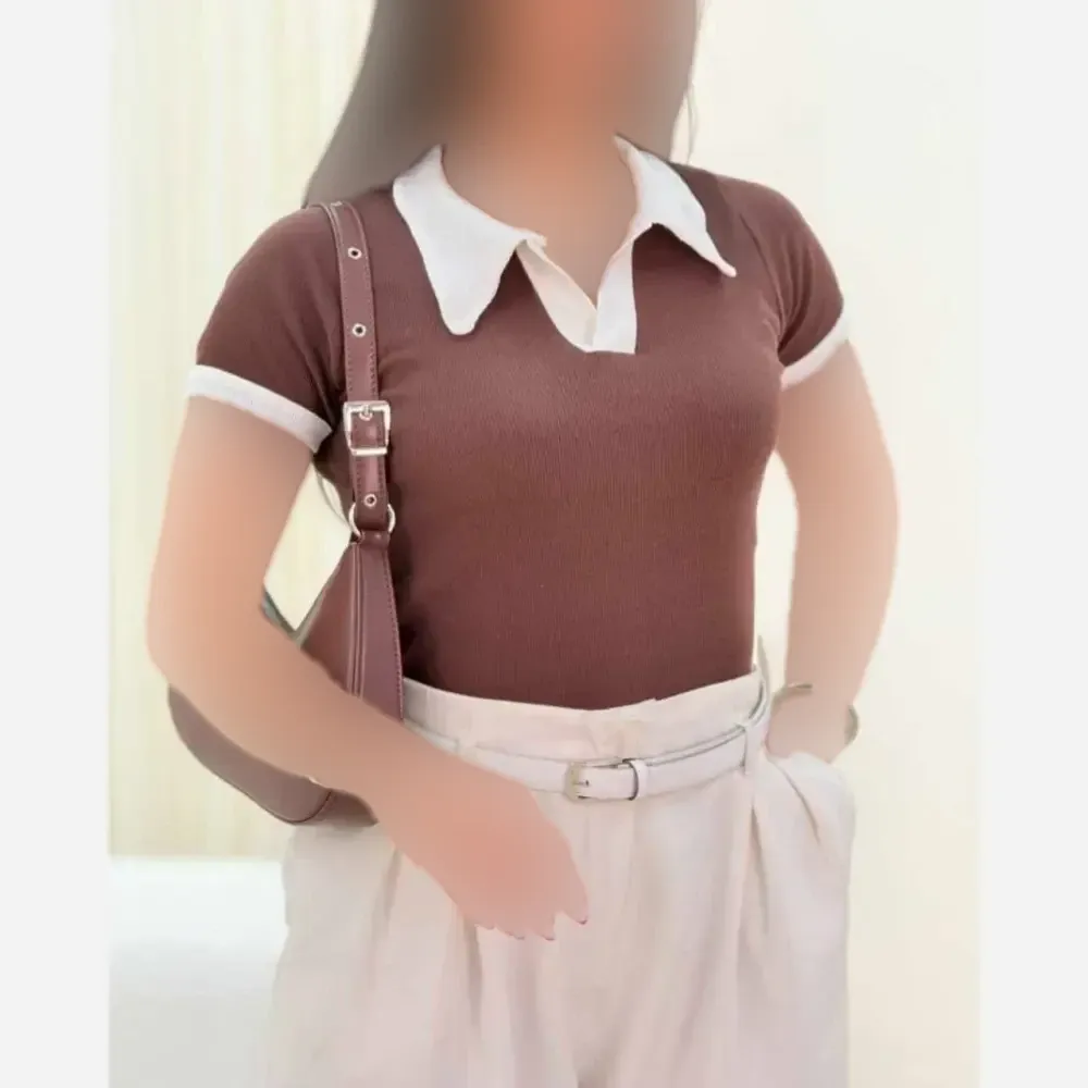 پولوشرت زنانه مدل آریانا نخ پنبه کبریتی فری سایز