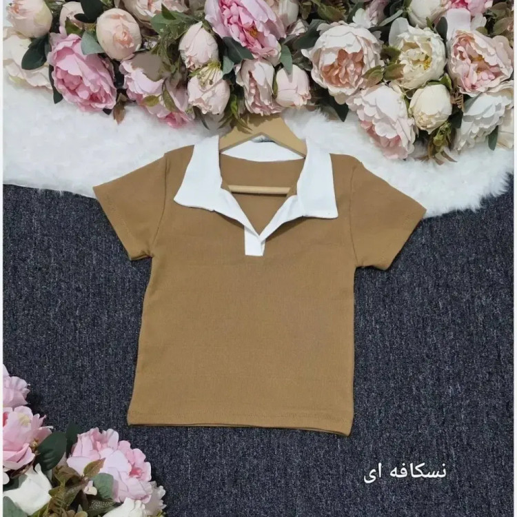 پولوشرت زنانه مدل آریانا نخ پنبه کبریتی فری سایز