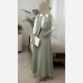 سه تیکه شومیز جلیقه و دامن مدل ژینا جنس شانتون فری سایز