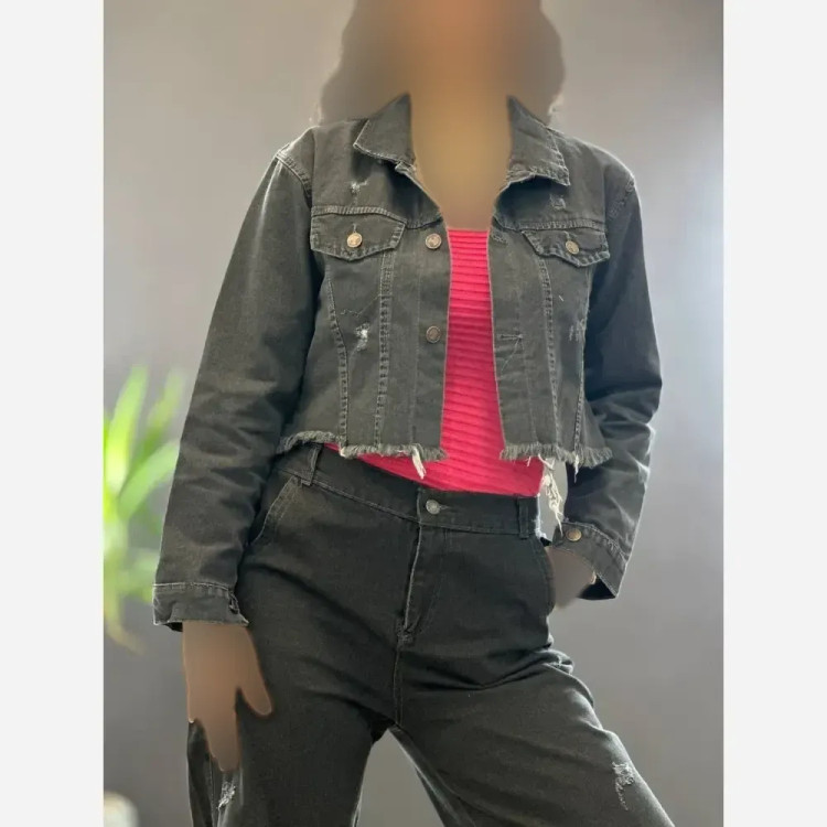 کراپ جین سنگشور زنانه رنگ ذغالی و یخی سایز 36 تا 42